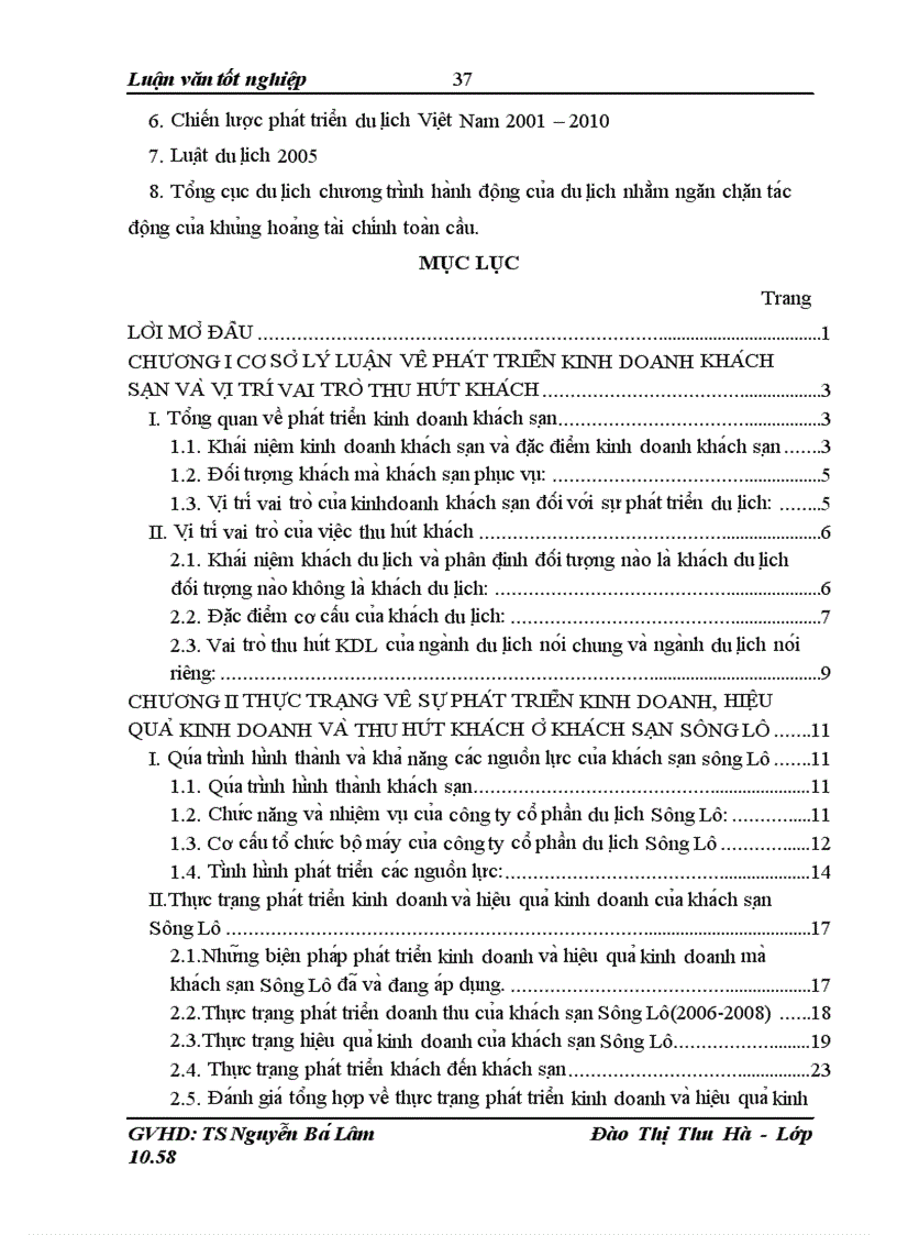 image for page Thực trạng và một số giải pháp thu hút khách du lịch của khách sạn Sông Lô