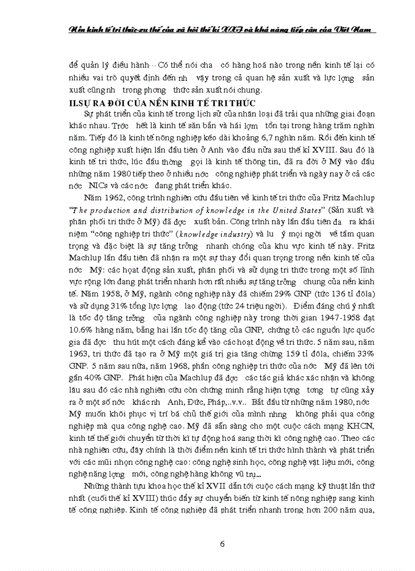 Nền kinh tế tri thức xu thế mới của xã hội thế kỉ XXI và khả năng tiếp cận của Việt Nam