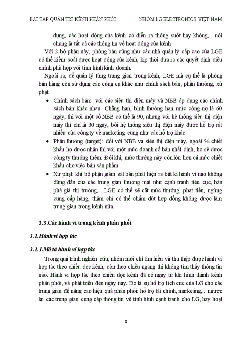 image for page Mô tả kênh phân phối của công ty điện tử LGE Việt Nam