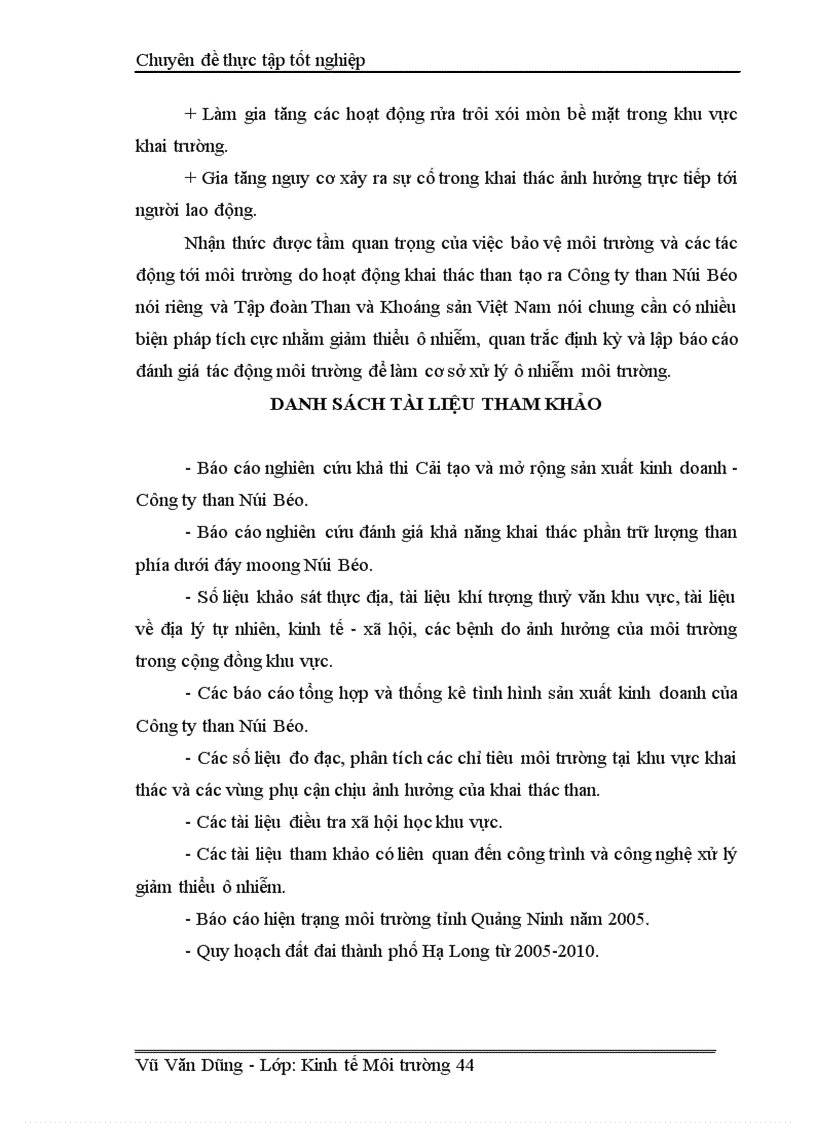 image for page Đánh giá hiệu quả kinh tế xã hội môi trường của dự án mở rộng khai thác mỏ than Núi Béo