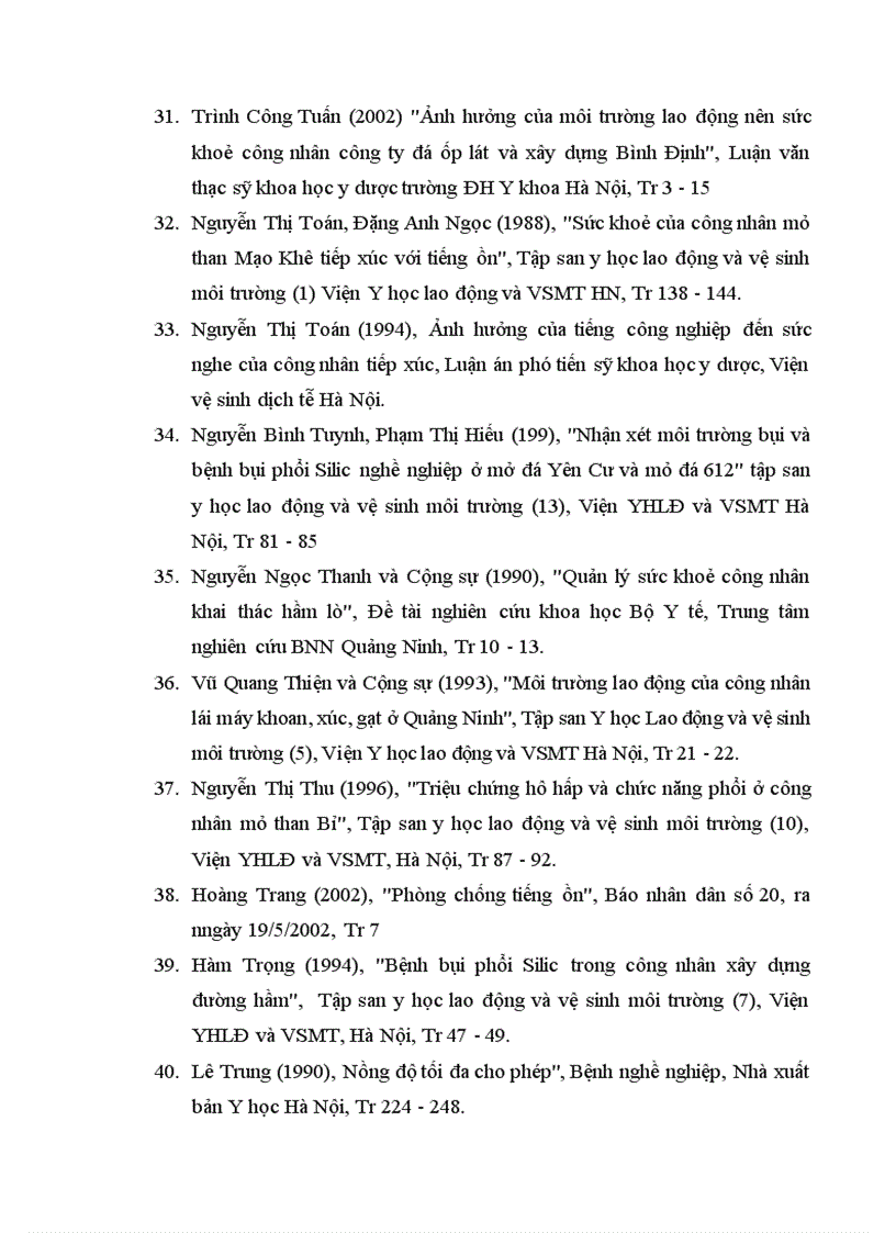 image for page Điều tra một số yếu tố nguyên nhân môi trường lao động ảnh hưởng đến sức khoẻ bệnh tật công nhân mỏ than Na Dương Lạng Sơn từ năm 2008 2009