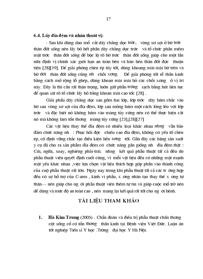 image for page Nghiên cứu chẩn đoán kết quả điều trị phẫu thuật thoát vị đĩa đệm cột sống cổ bằng đường mổ trước bên