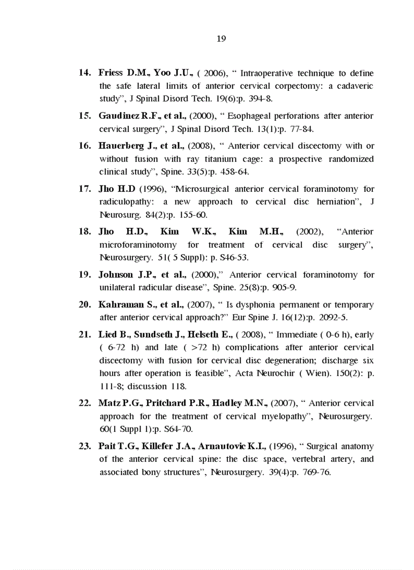 image for page Nghiên cứu chẩn đoán kết quả điều trị phẫu thuật thoát vị đĩa đệm cột sống cổ bằng đường mổ trước bên