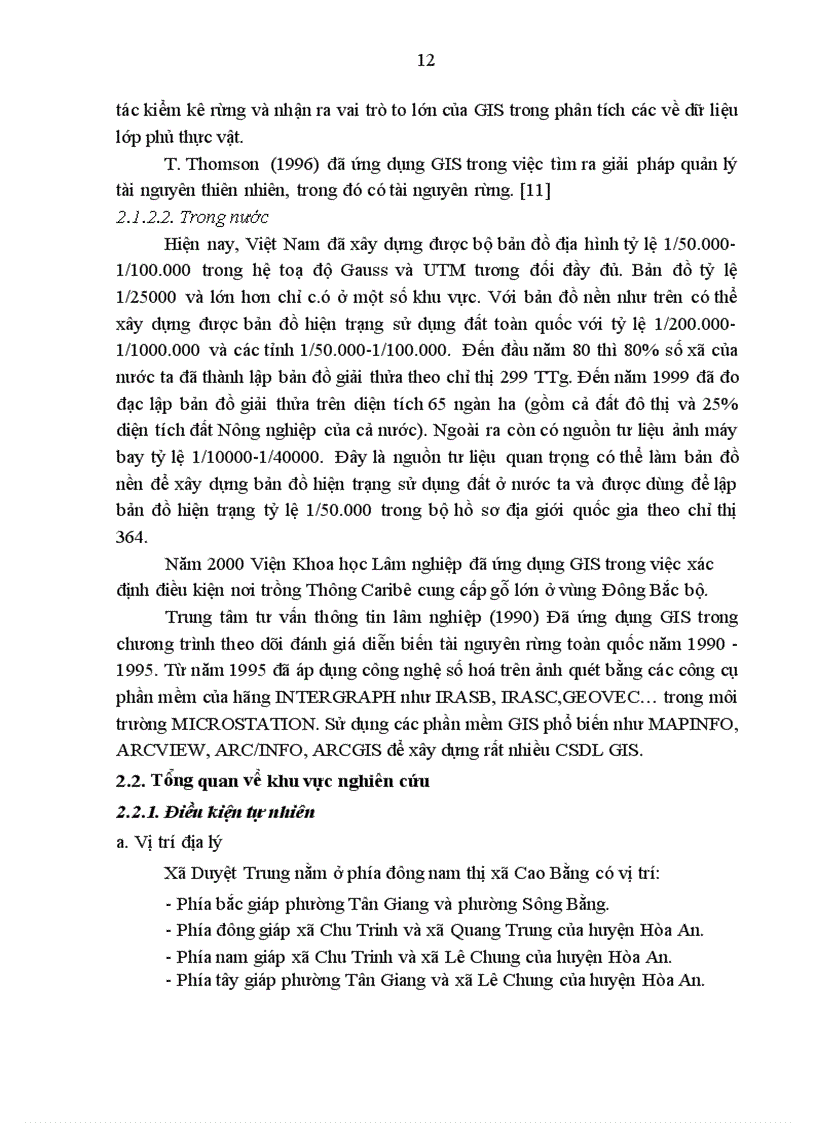 image for page Ứng dụng phần mềm Mapinfo 10 0 xây dựng cơ sơ dữ liệu bản đồ hiện trạng rừng năm 2010 tại xã Duyệt Trung thị xã Cao Bằng tỉnh Cao Bằng