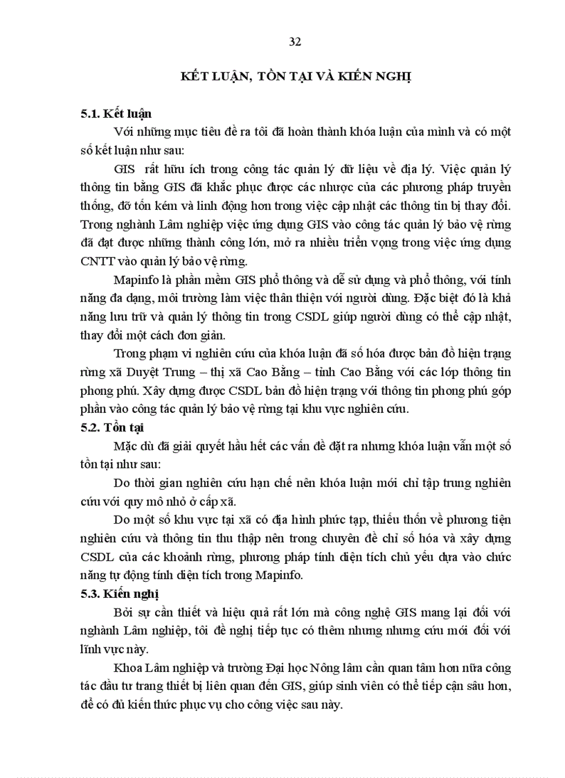 image for page Ứng dụng phần mềm Mapinfo 10 0 xây dựng cơ sơ dữ liệu bản đồ hiện trạng rừng năm 2010 tại xã Duyệt Trung thị xã Cao Bằng tỉnh Cao Bằng