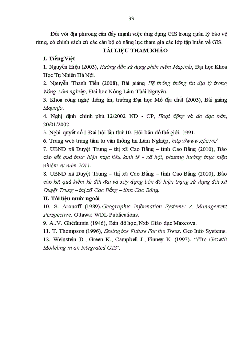 image for page Ứng dụng phần mềm Mapinfo 10 0 xây dựng cơ sơ dữ liệu bản đồ hiện trạng rừng năm 2010 tại xã Duyệt Trung thị xã Cao Bằng tỉnh Cao Bằng