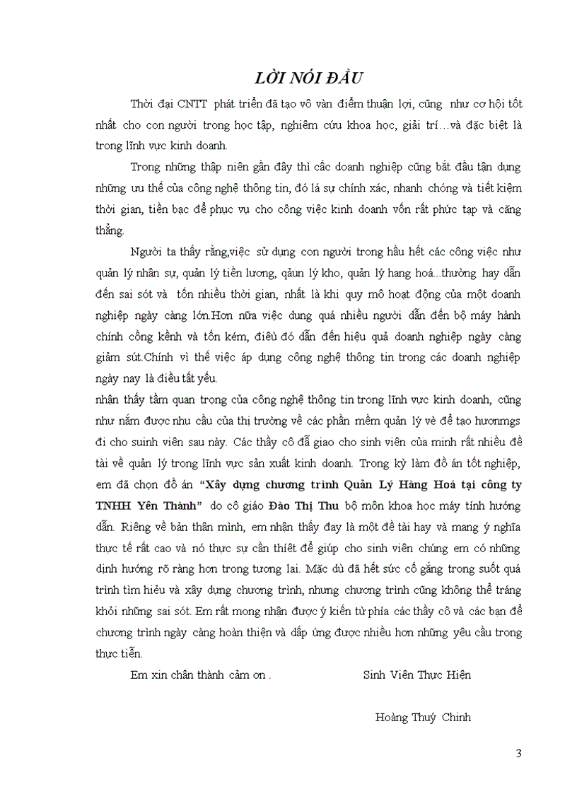 image for page Xây dựng chương trình Quản Lý Hàng Hoá tại công ty TNHH Yên Thành