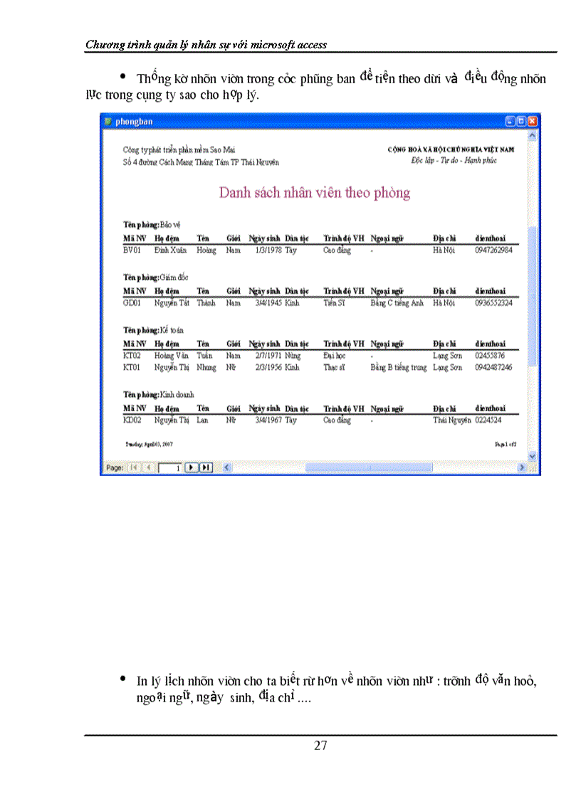 image for page Xây dựng Chương trình quản lý nhân sự với microsoft access