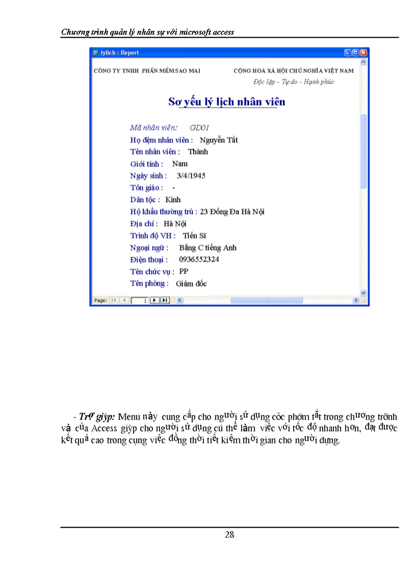 image for page Xây dựng Chương trình quản lý nhân sự với microsoft access