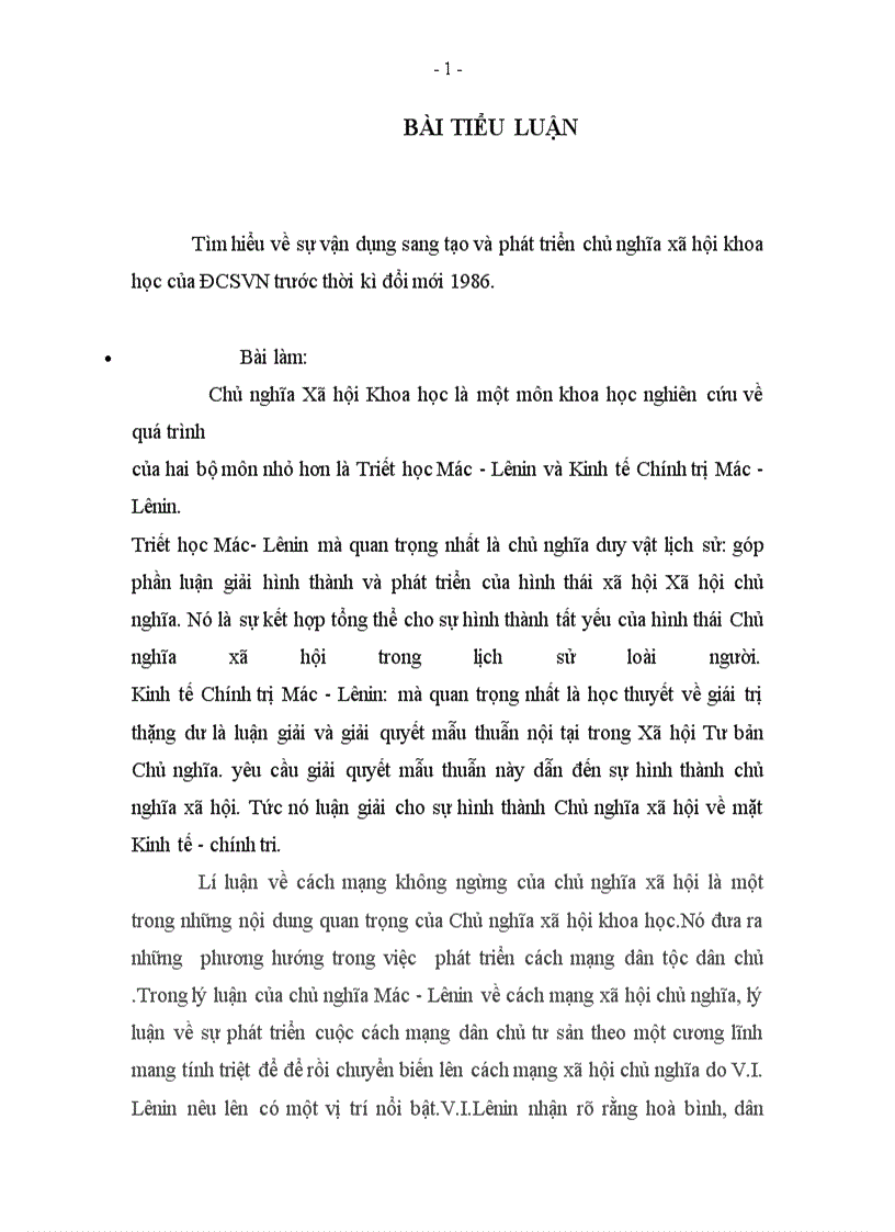 image for page Tìm hiểu về sự vận dụng sang tạo và phát triển chủ nghĩa xã hội khoa học của ĐCSVN trước thời kì đổi mới 1986 1