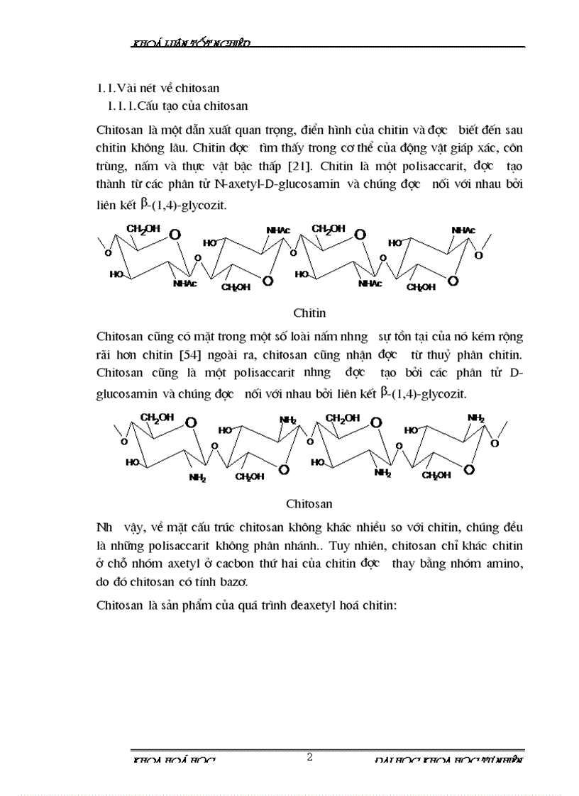 Nghiên cứu phản ứng lưới hoá chitosan một số dẫn xuất của chitosan và khả năng hấp phụ ion kim loại Nặng