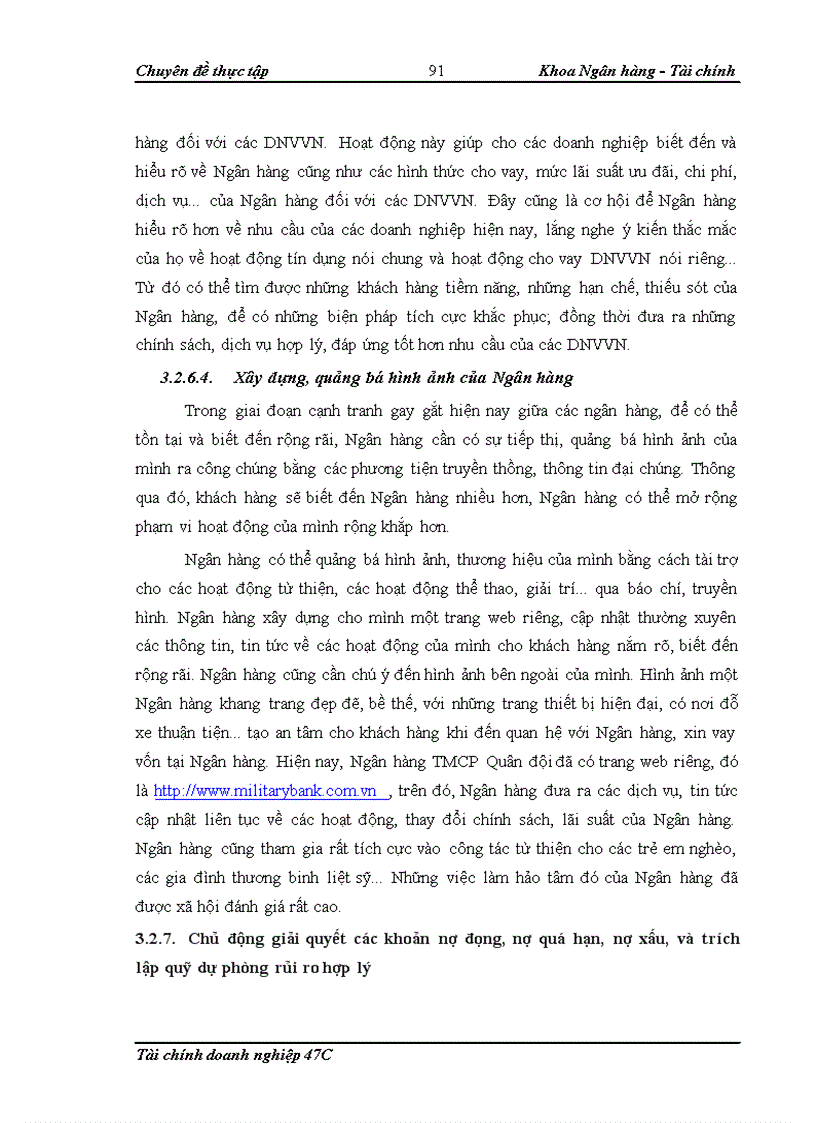 image for page Nâng cao chất lượng cho vay đối với doanh nghiệp vừa và nhỏ tại Ngân hàng TMCP Quân đội 1