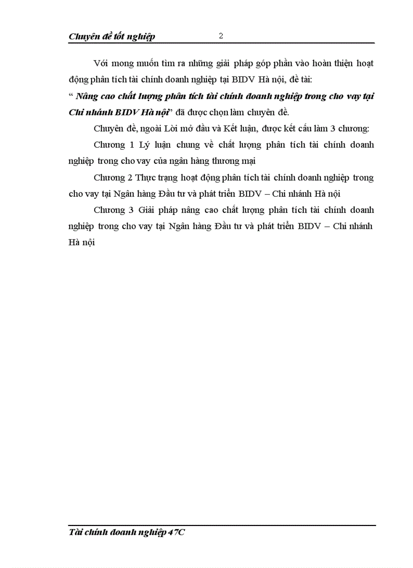 image for page Nâng cao chất lượng phân tích tài chính doanh nghiệp trong cho vay tại ngân hàng đầu tư và phát triển việt nam chi nhánh Hà NộI