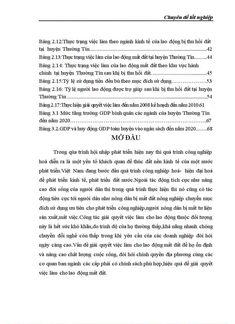 image for page Giải quyết việc làm cho lao động mất đất trong quá trình công nghiệp hoá tại huyện thường tín thành phố HÀ NỘI 1