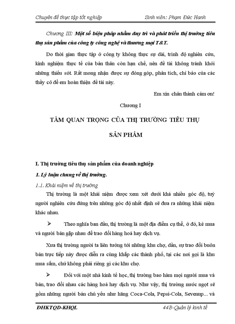 Duy trì và phát triển thị trường tiêu thụ sản phẩm ở công ty công nghệ và thương mại T T