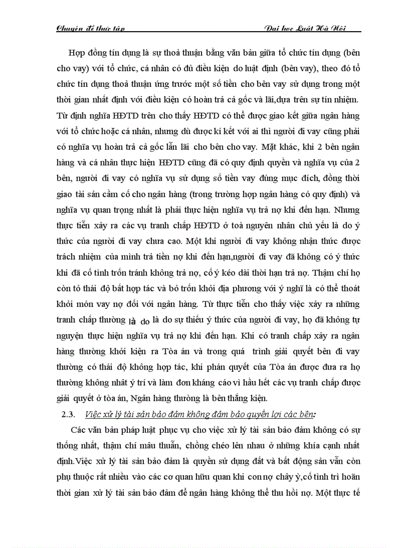 image for page Thực tiễn giải quyết tranh chấp hợp đồng tín dụng tại Toà án nơi thực tập