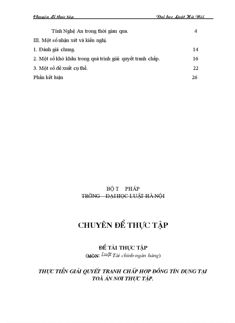 image for page Thực tiễn giải quyết tranh chấp hợp đồng tín dụng tại Toà án nơi thực tập