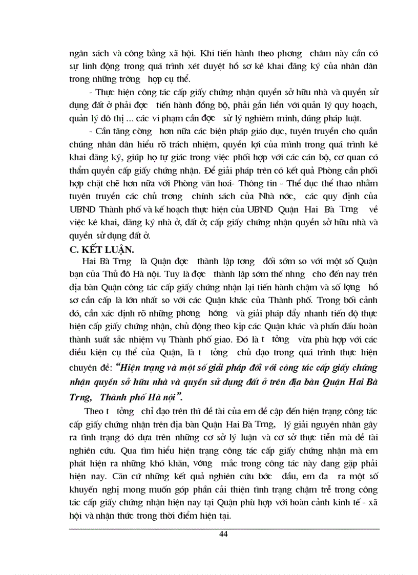 image for page Hiện trạng và một số giải pháp nhằm hoàn thiện công tác cấp giấy chứng nhận quyền sở hữu nhà và quyền sử dụng đất ở trên địa bàn Quận Hai Bà Trưng Thành phố Hà Nội 1