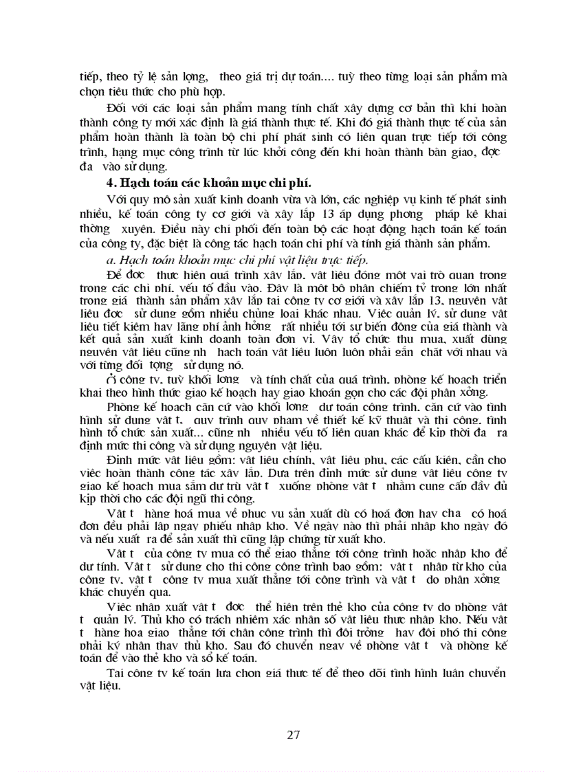image for page Tổ chức hạch toán tập hợp chi phí sản xuất và tính giá thành sản phẩm xây lắp tại công ty cơ giới và xây lắp 13 1