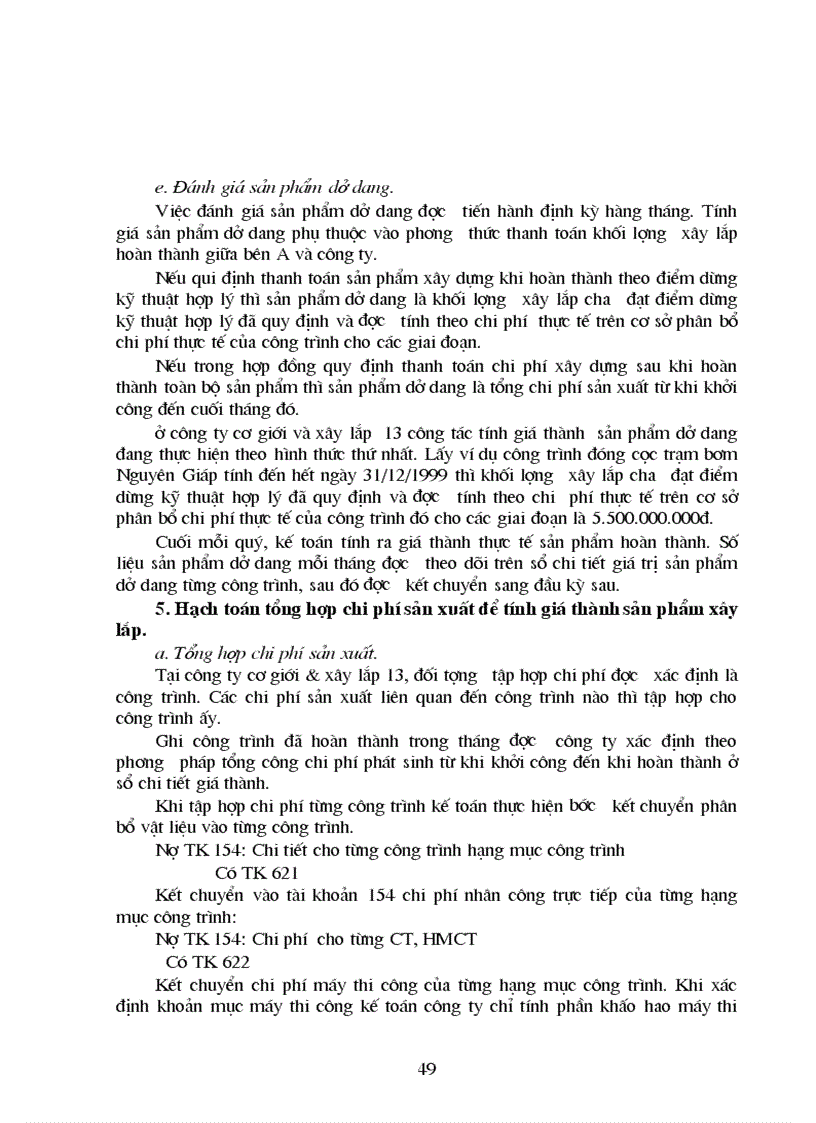 image for page Tổ chức hạch toán tập hợp chi phí sản xuất và tính giá thành sản phẩm xây lắp tại công ty cơ giới và xây lắp 13 1
