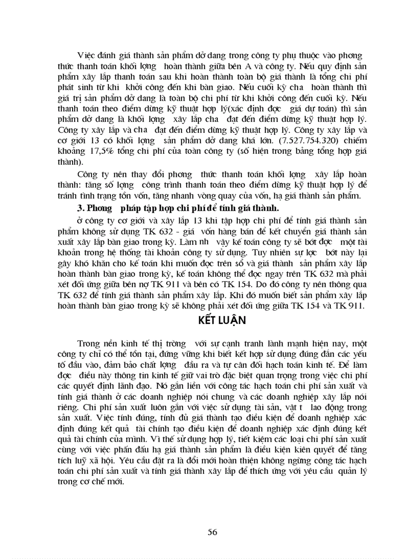 image for page Tổ chức hạch toán tập hợp chi phí sản xuất và tính giá thành sản phẩm xây lắp tại công ty cơ giới và xây lắp 13 1