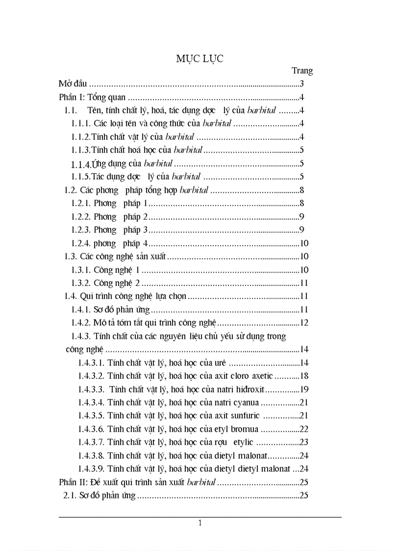 Đề xuất qui trình sản xuất barbital