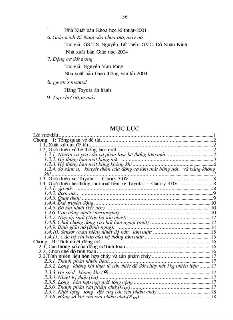 image for page Nghiên cứu khai thác bảo dưỡng và sửa chữa hệ thống làm mát trên ôtô Camry 3 0 V6 của hãng Toyota