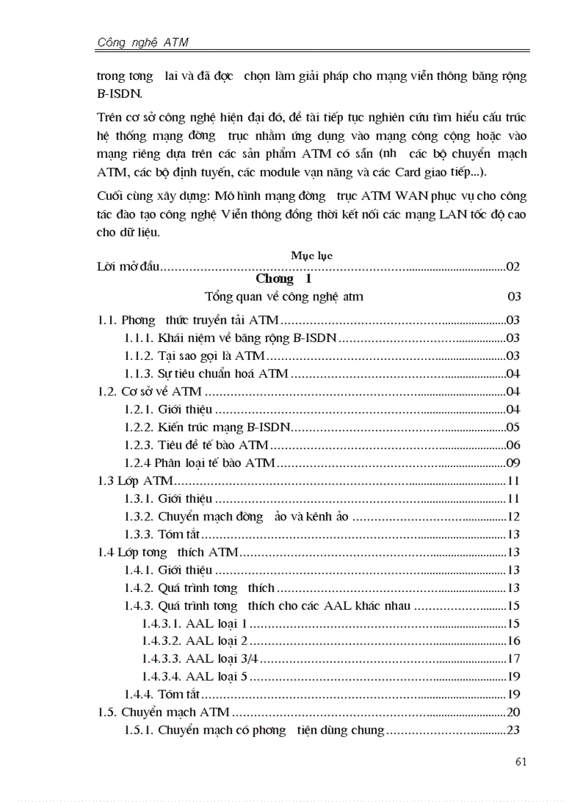 image for page Mô hình mạng đường trục ATM WAN phục vụ cho công tác đào tạo công nghệ Viễn thông đồng thời kết nối các mạng LAN tốc độ cao cho dữ liệu