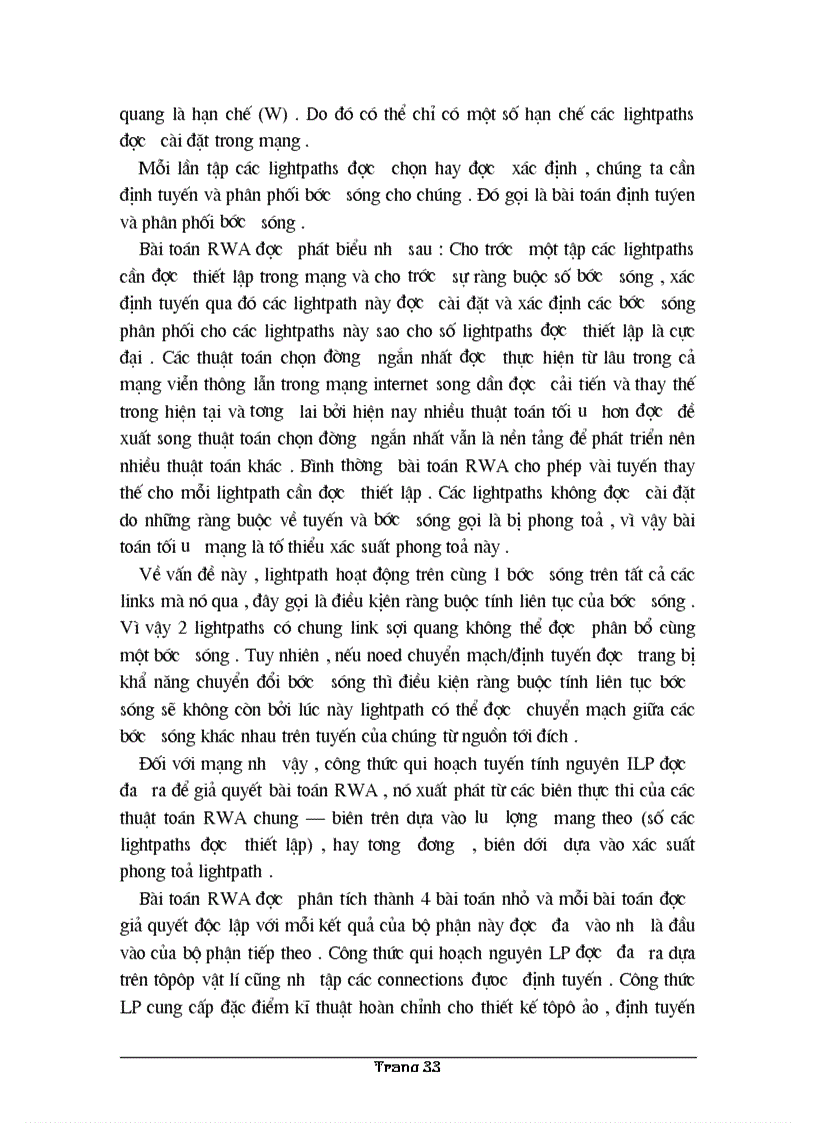 image for page Phân loại và ứng dụng bài toán RWA trong phân bổ và quản lý lightpath