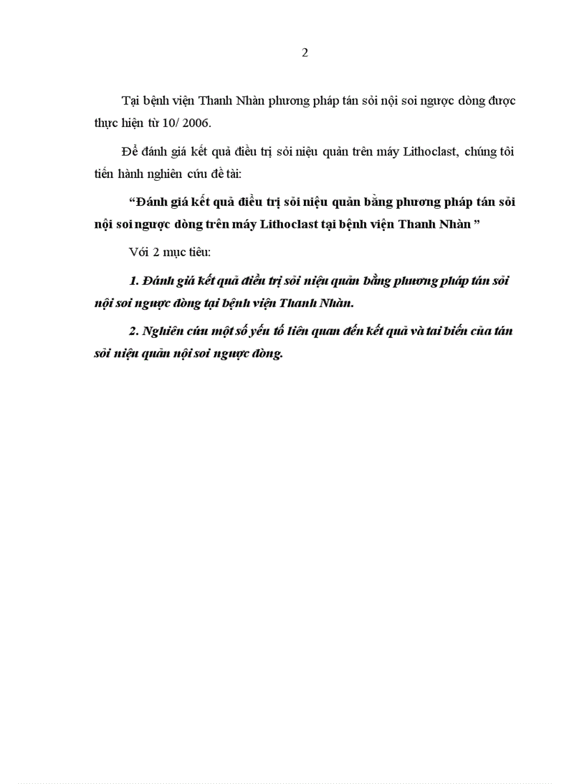 image for page Đánh giá kết quả điều trị sỏi niệu quản bằng phương pháp tán sỏi nội soi ngược dòng trên máy Lithoclast tại bệnh viện Thanh Nhàn