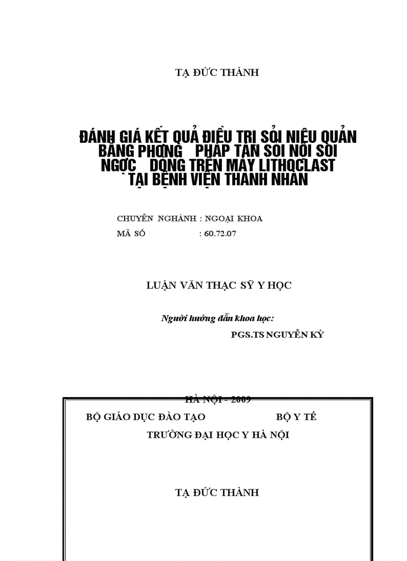 image for page Đánh giá kết quả điều trị sỏi niệu quản bằng phương pháp tán sỏi nội soi ngược dòng trên máy Lithoclast tại bệnh viện Thanh Nhàn