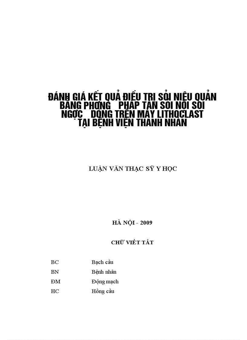 image for page Đánh giá kết quả điều trị sỏi niệu quản bằng phương pháp tán sỏi nội soi ngược dòng trên máy Lithoclast tại bệnh viện Thanh Nhàn