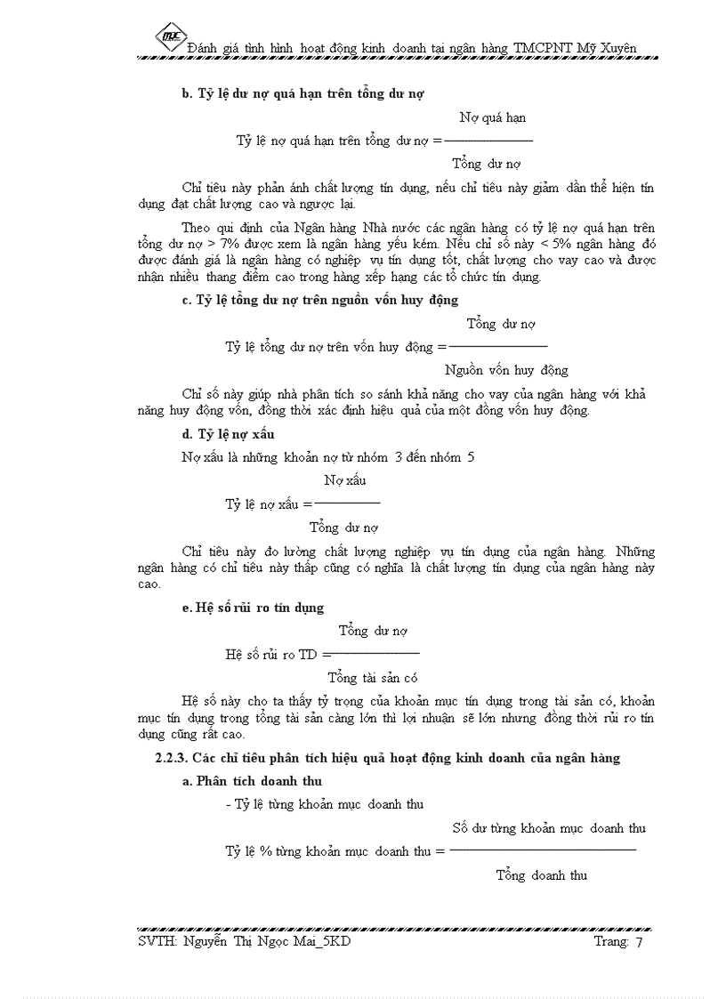 image for page Đánh giá tình hình hoạt động kinh doanh tại ngân hàng TMCP nông thôn Mỹ Xuyên