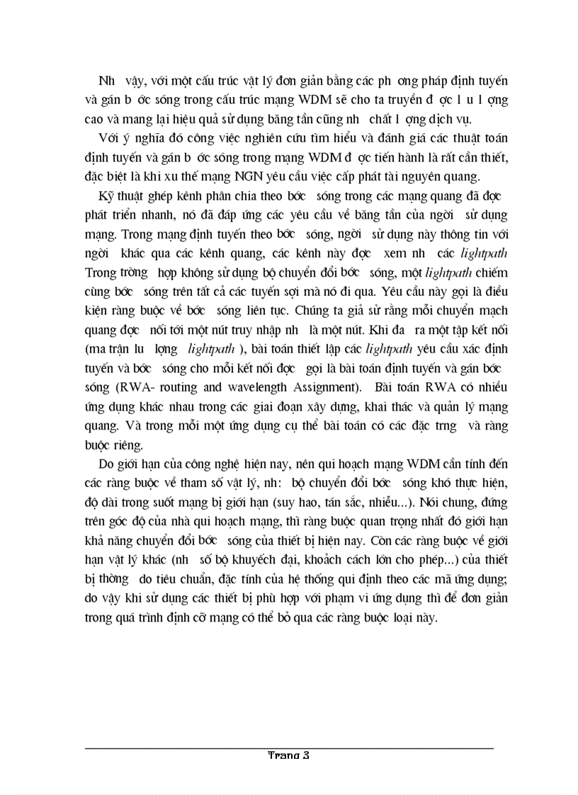 Nghiên cứu tìm hiểu và đánh giá các thuật toán định tuyến và gán bước sóng trong mạng WDM