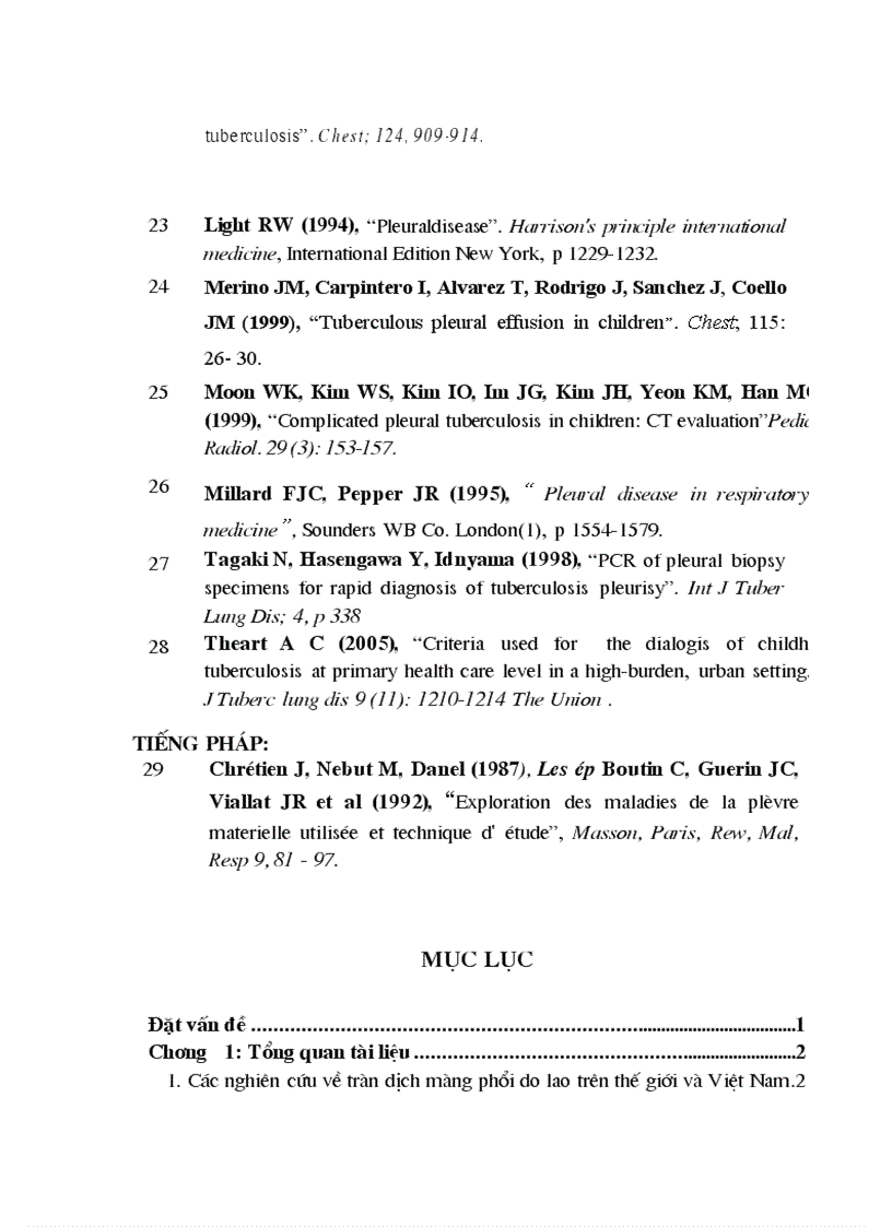 image for page Nghiên cứu đặc điểm lâm sàng cận lâm sàng và kết quả bước đầu điều trị tràn dịch màng phổi do lao ở trẻ em