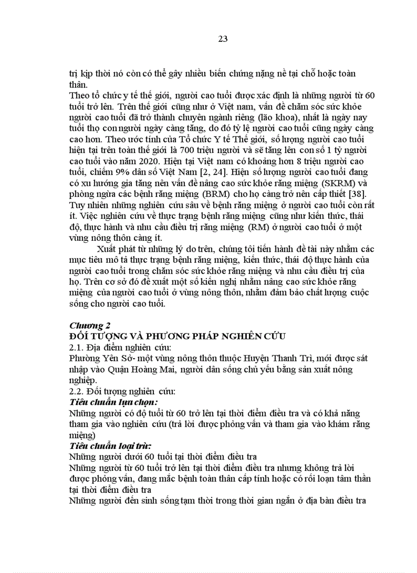image for page Nghiên cứu tình trạng nhu cầu chăm sóc sức khỏe răng miệng và đánh giá kết quả 2 năm thực hiện nội dung chăm sóc răng miệng ban đầu ở người cao tuổi tại Hà Nội