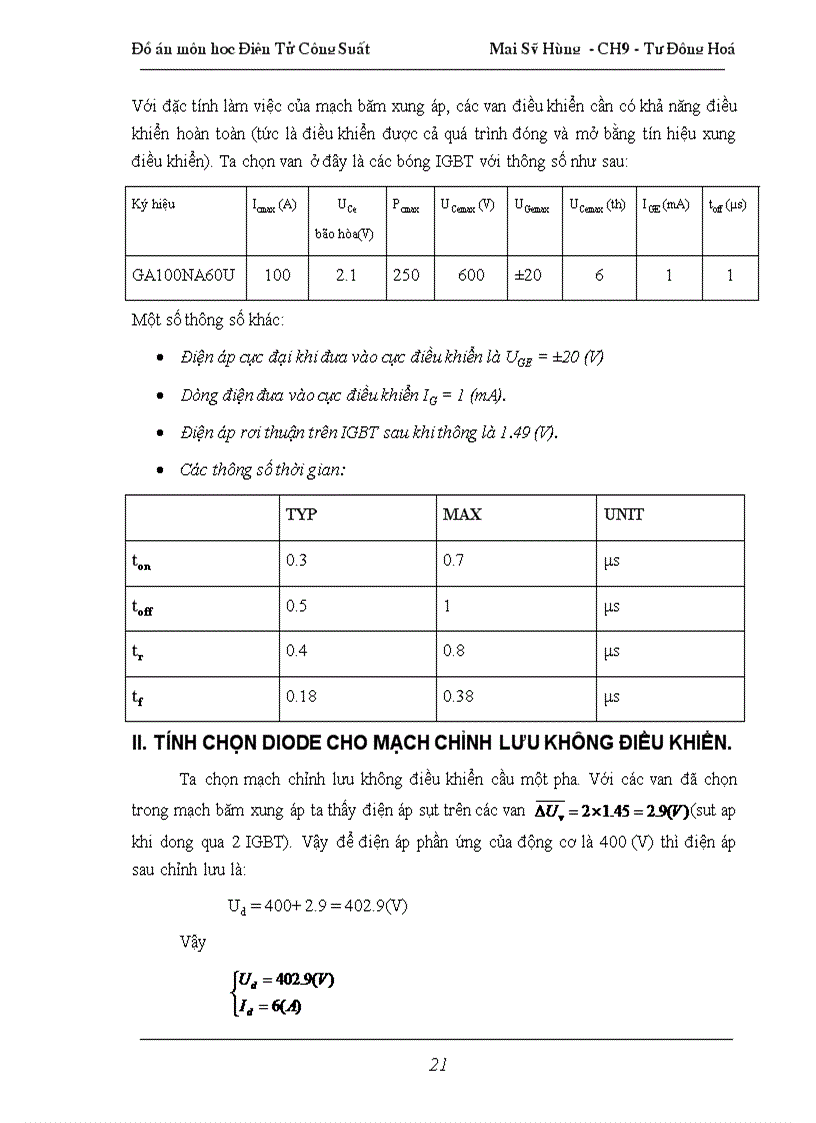 image for page Đồ án môn học Điện Tử công Suất Thiết kế bộ băm xung áp một chiều có đảo chiều