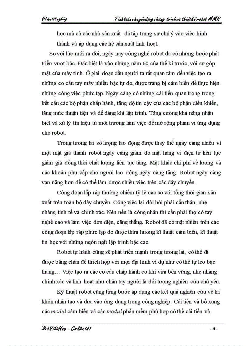 image for page Tính toán chuyển động chương trình và thiết kế robot MMR