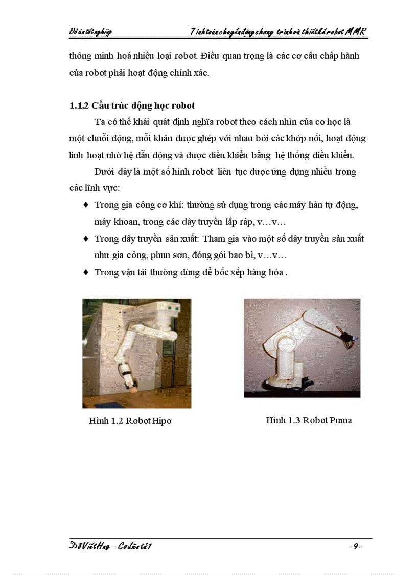 image for page Tính toán chuyển động chương trình và thiết kế robot MMR