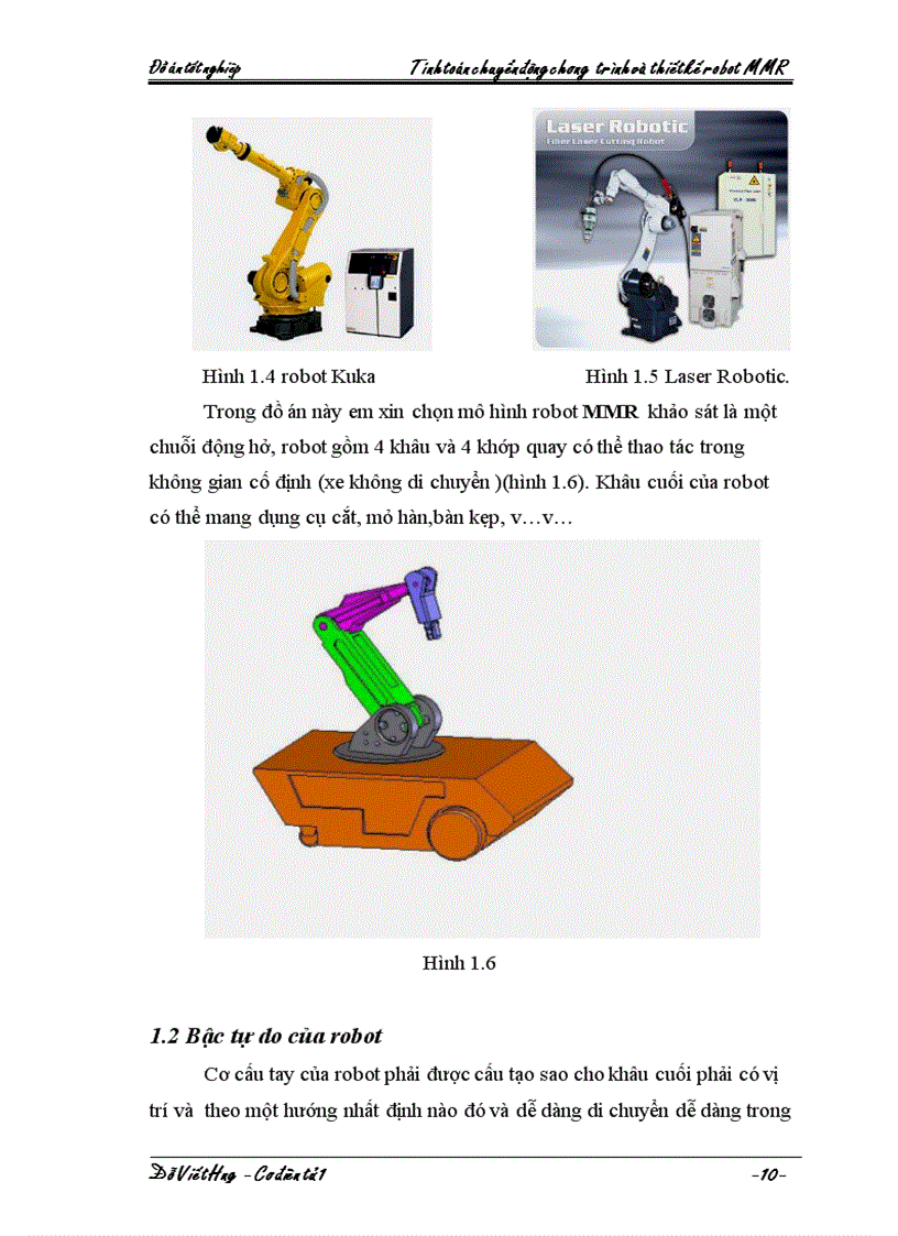 image for page Tính toán chuyển động chương trình và thiết kế robot MMR