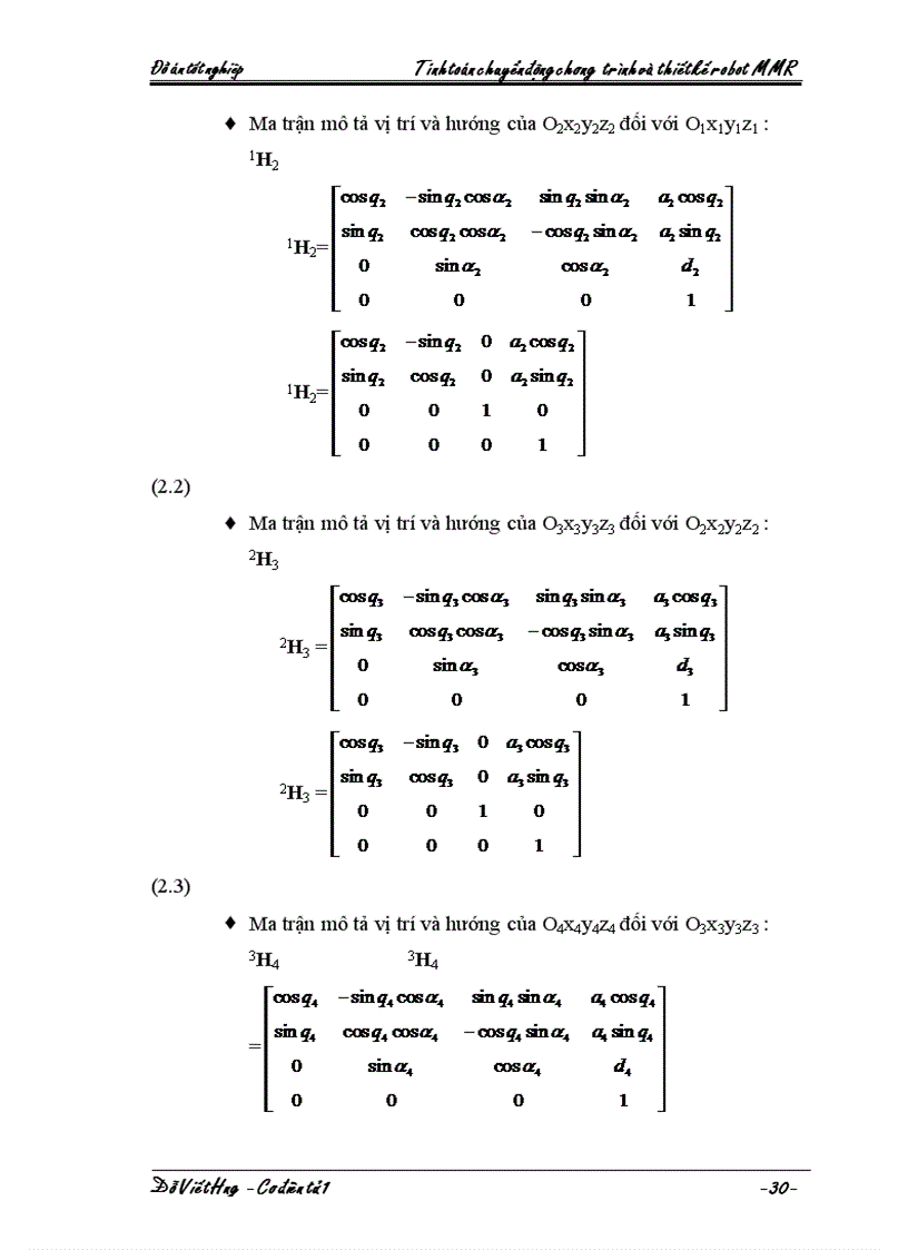 image for page Tính toán chuyển động chương trình và thiết kế robot MMR
