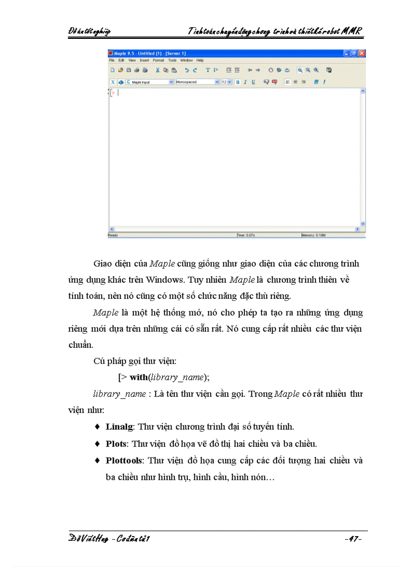 image for page Tính toán chuyển động chương trình và thiết kế robot MMR