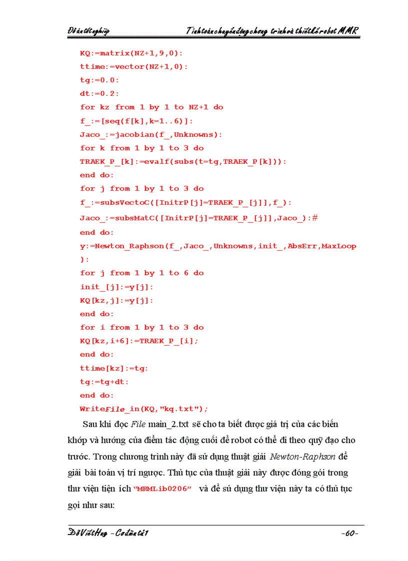 image for page Tính toán chuyển động chương trình và thiết kế robot MMR