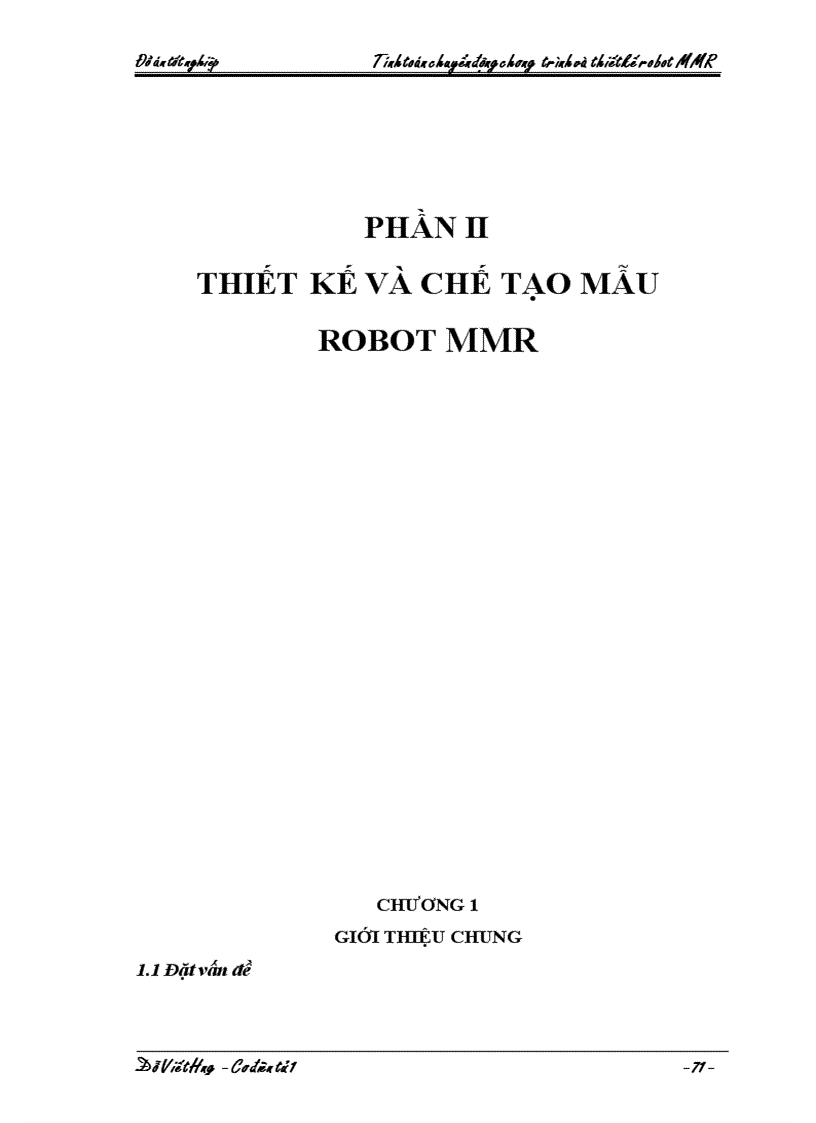 image for page Tính toán chuyển động chương trình và thiết kế robot MMR