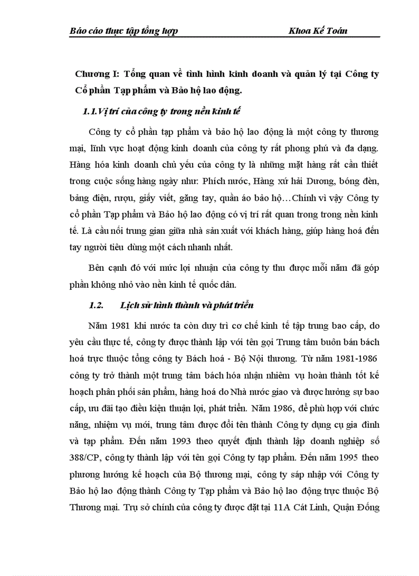 image for page Đánh giá thực trạng và một số ý kiến hoàn thiện quản lý và chế độ tổ chức kế toán tại Công ty Cổ phần Tạp phẩm và Bảo hộ lao động 1