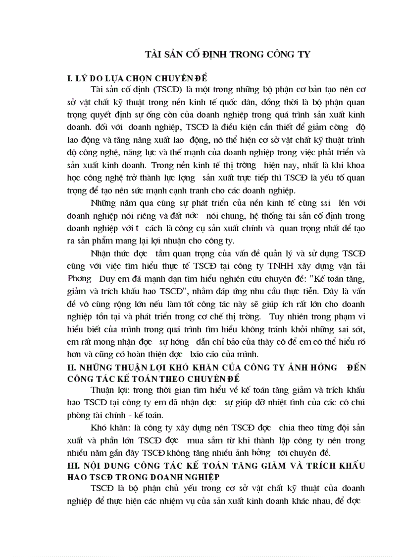 image for page Chuyên đề kế toán tăng giảm và trích khấu hao tài sản cố định trong công ty TNHH Xây dựng vận tải Phương Huy