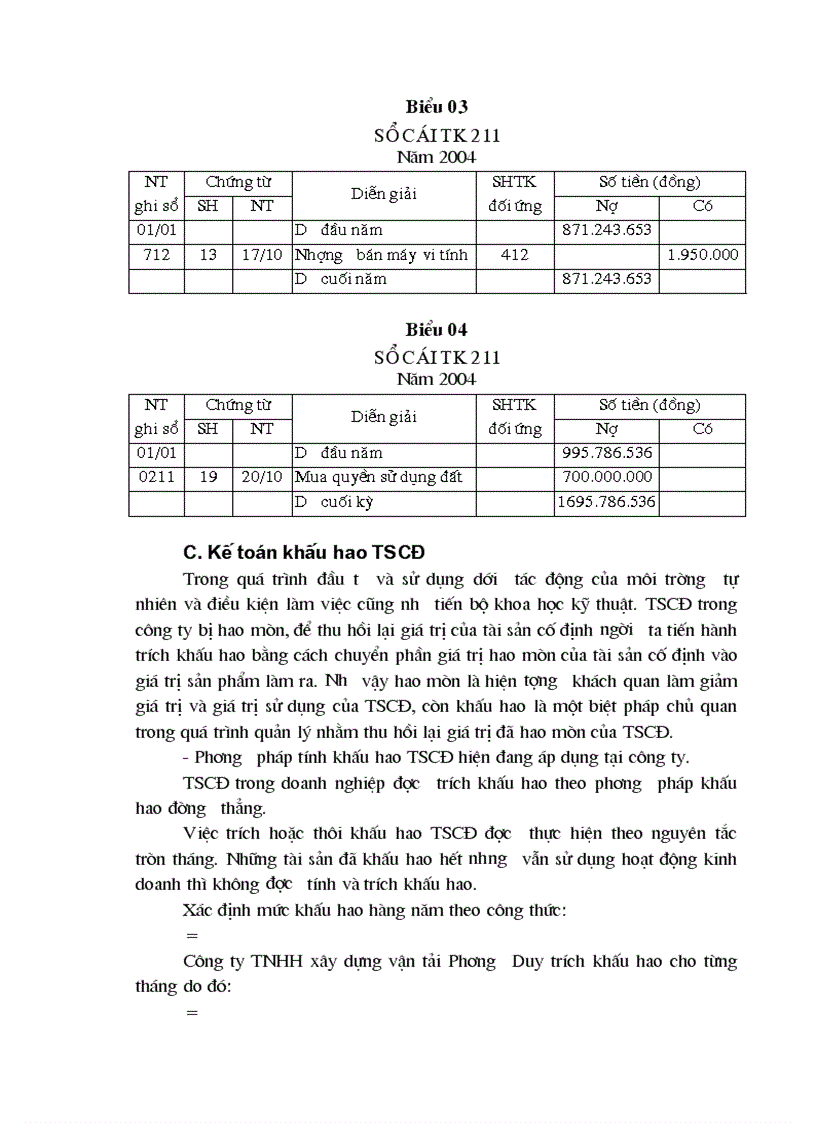 image for page Chuyên đề kế toán tăng giảm và trích khấu hao tài sản cố định trong công ty TNHH Xây dựng vận tải Phương Huy