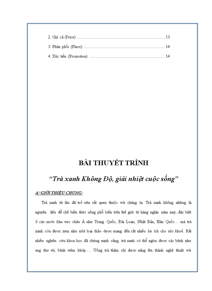 image for page Trà xanh Không Độ giải nhiệt cuộc sống