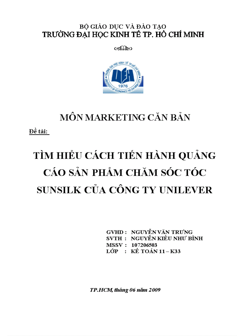 Tìm hiểu việc thực hiện quảng cáo qua truyền hình của công ty Unilever Việt Nam đối với dầu gội Sunsilk