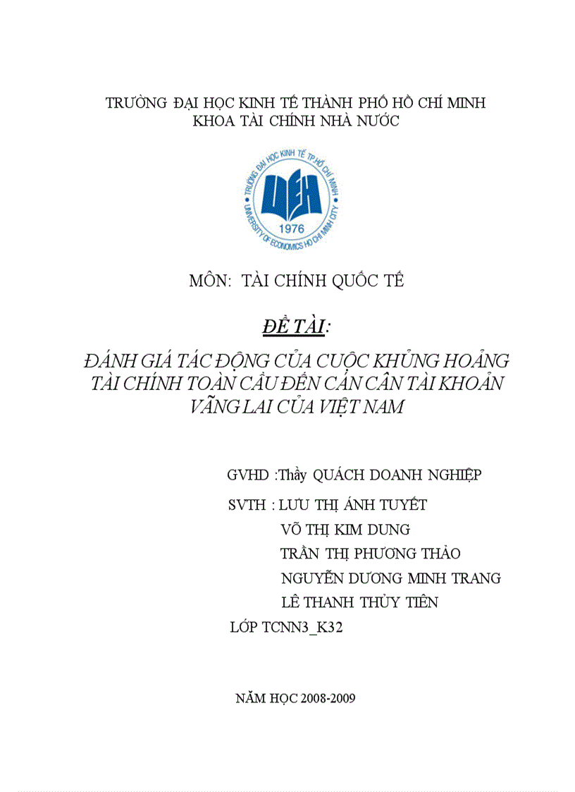 image for page Đánh giá tác động của cuộc khủng hoảng tài chính toàn cầu đến cán cân tài khoản vãng lai của Việt Nam